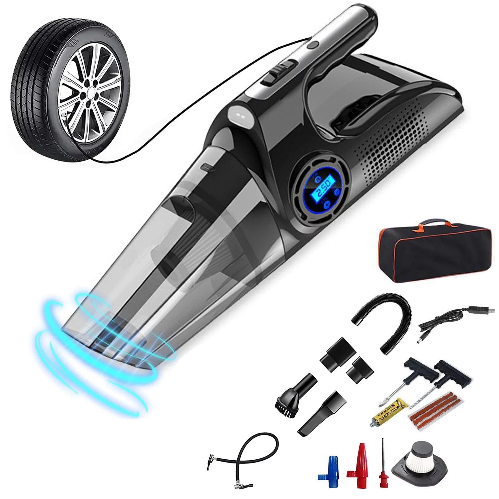 4-in-1 Wireless Digital Portable Car Vacuum Cleaner/Tire Inflator