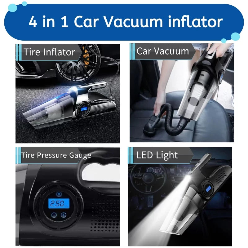 4-in-1 Wireless Digital Portable Car Vacuum Cleaner/Tire Inflator